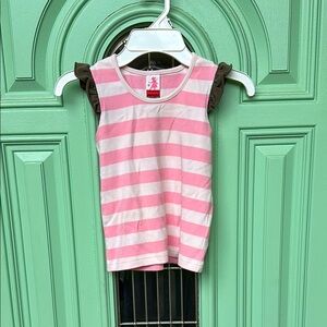 Matilda Jane Girls Size 6 Pink and White Short Sleeve Top